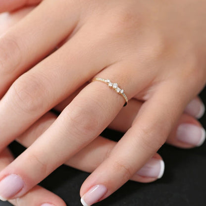 Anziw Delicate Moissanite Ring Real 925 Silver for Women Dainty Thin Finger Ring Wedding Engagement Jewelry Fashion Accessories