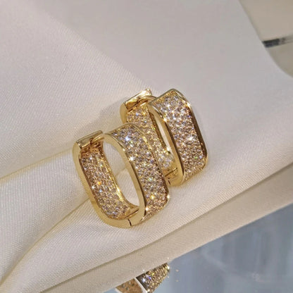 Anziw Original Full Moissanite Earrings Women Square Hoop Earrings Silver 925 Trendy Wedding Party Jewelry with Certificate Gift