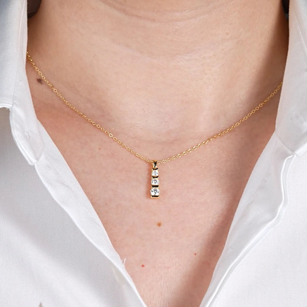Real Certified Gradual Three Stone Moissanite Pendant Necklace 100% 925 Silver for Women Luxury Wedding Anniversary Jewelry Gift