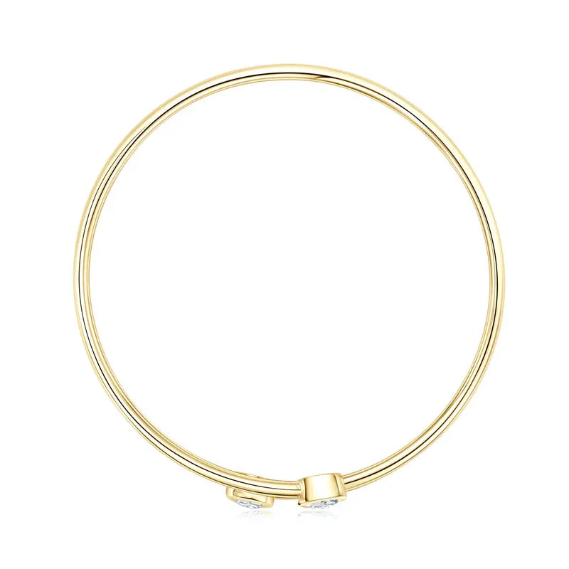 Anziw 0.5CT 5mm D Moissanite Opening Bangle Cuff for Women 925 Sterling Silver Bracelet Cuffs Bezel Lab Diamon 2025 New Jewelry