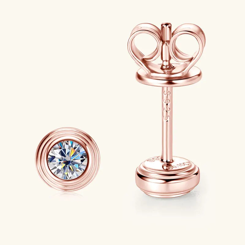Anziw 3mm D Color Bezel Moissanite Stud Earrings 925 Sterling Silver Earrings Mini Needle for Couple Women Men Valentine's Gift