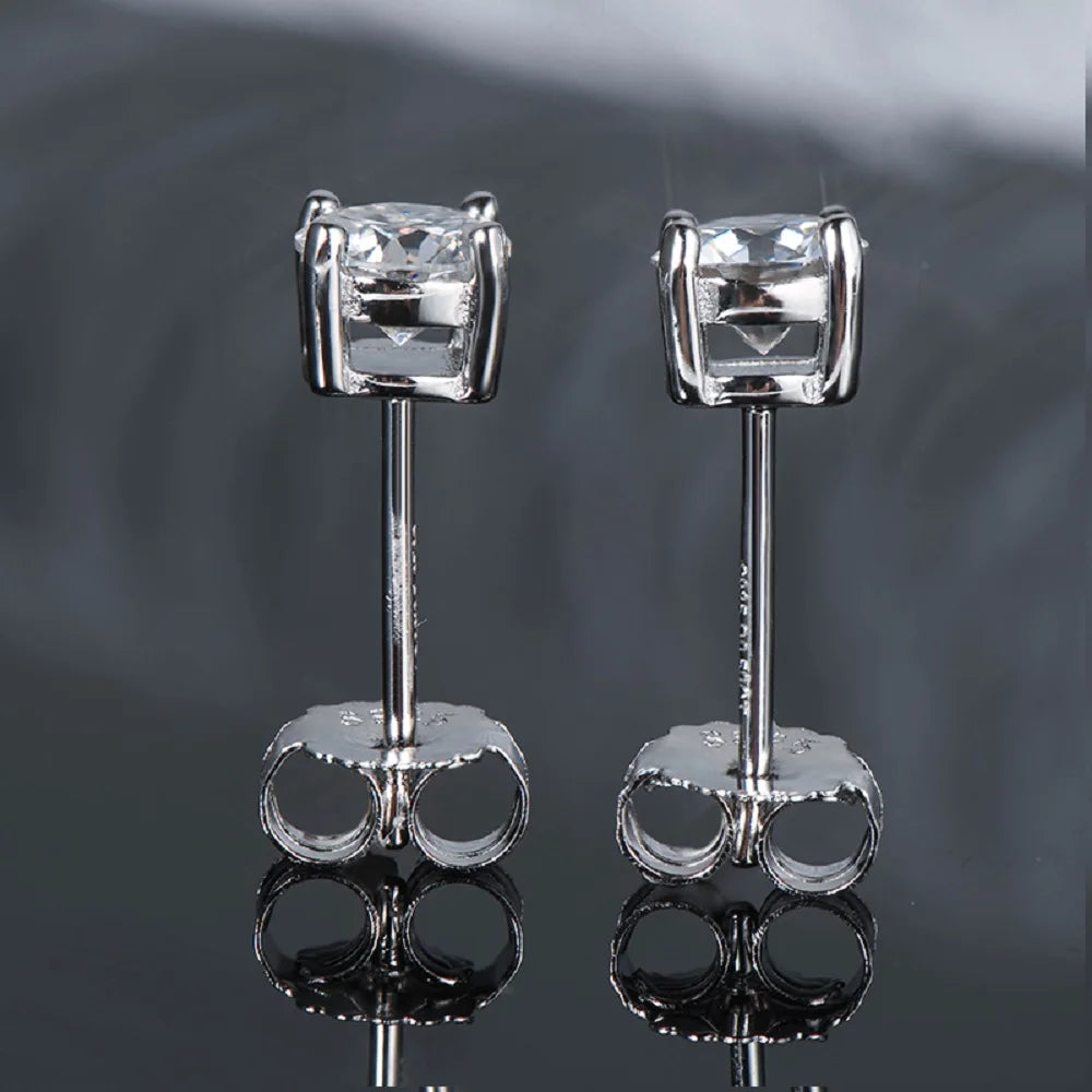 Anziw Sparkle Real Moissanite Black Stud Earrings Diamond 925 Silver Gold Ear Piercing Jewelry for Women Men Gifts 3mm/4mm/5mm