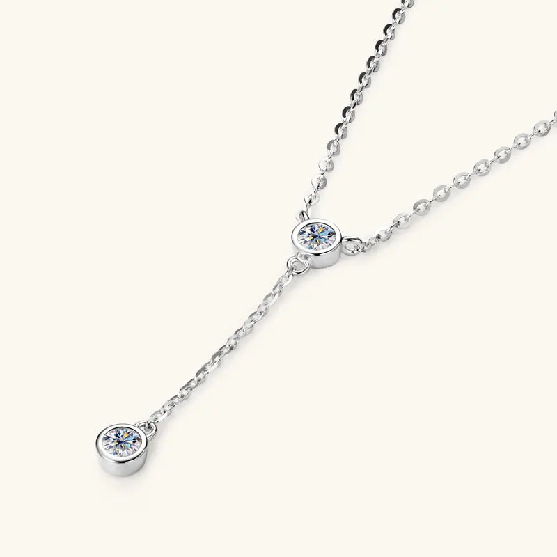 Anziw 3mm D Color Moissanite Y Shape Long Pendant Necklace for Women Adjustable Chain 100% 925 Silver Jewelry Trendy 2025 Gifts