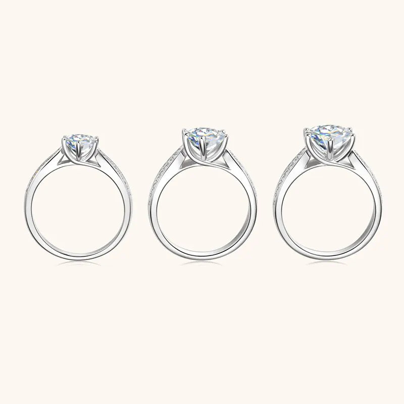 Anziw 1ct 2ct 3ct D Moissanite Ring for Women 925 Sliver 18k Gold Plated Classic Engagement Wedding Promise Rings Finger Jewelry