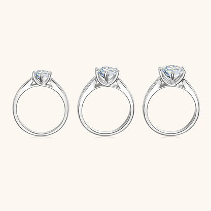 Anziw 1ct 2ct 3ct D Moissanite Ring for Women 925 Sliver 18k Gold Plated Classic Engagement Wedding Promise Rings Finger Jewelry