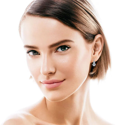 Anziw 2.60cttw. 6.5mm D Moissanite Drop Hoop Earrings for Women Real 925 Silver Two Stones Clip Earrings 2025 Trend Fine Jewelry