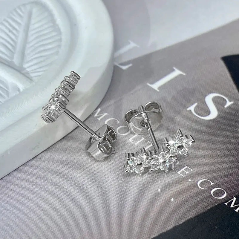 Anziw 2026 New D Color Moissanite Flower-Style Stud Earrings Lab Diamond Piercing Earrings For Women Valentine's Jewelry Gifts