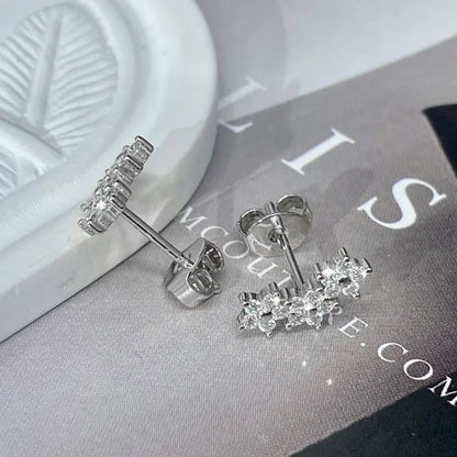Anziw 2026 New D Color Moissanite Flower-Style Stud Earrings Lab Diamond Piercing Earrings For Women Valentine's Jewelry Gifts