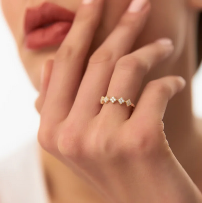 Anziw 1.5mm Moissanite Clover Flower Ring for Women 925 Sliver Engagement Wedding Rings Band Lucky Charm Finger Jewelry 2025 New