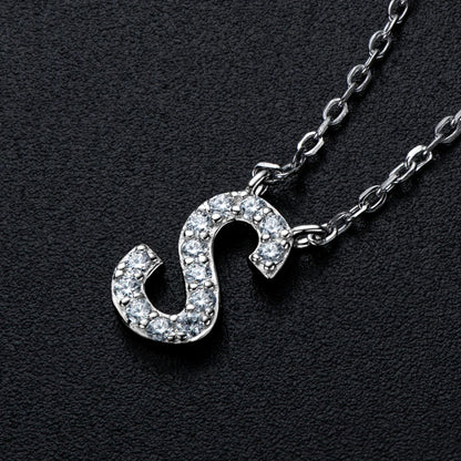 Anziw Initial Moissanite 26 Letter Pendant Necklace for Women Men Real Silver 925 Name Pendant Fine Jewelry Valentine's Day Gift
