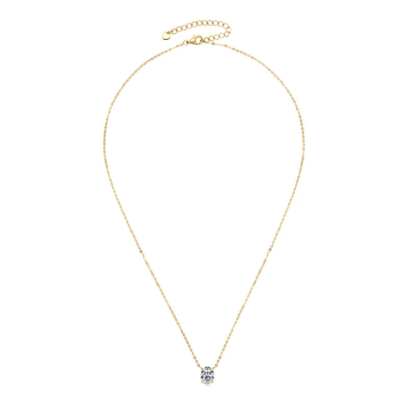 Anziw 2.0CT Oval Cut D Moissanite Solitaire Pendant Necklace for Women 925 Silver Adjustable Chain Certified Fine Jewelry Gifts