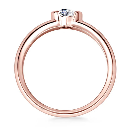 Anziw Rose Gold Color 0.5ct Heart Shaped Moissanite Solitaire Engagement Ring Silver 925 for Women Promise Wedding Bands Jewelry
