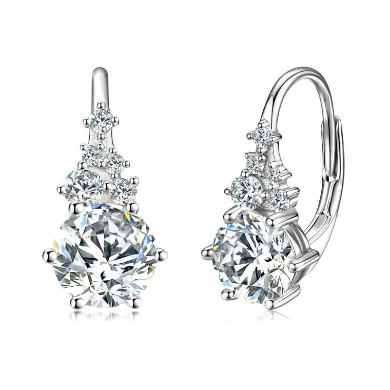 2025 New 2.23CTTW. Full D Moissanite Drop Hoop Earrings for Women 925 Silver Clip Earrings Wedding Fine Jewelry Gift 6.5mm 1.0CT