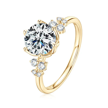 Anziw 8mm 2.0ct D Moissanite Ring for Women 18k Gold Plated 925 Sliver Engagement Wedding Rings Finger Promise Jewelry 2025 New