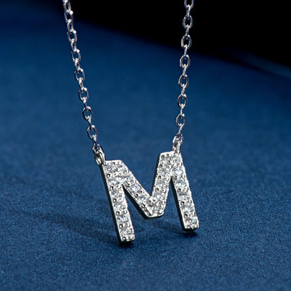 Anziw Initial Moissanite 26 Letter Pendant Necklace for Women Men Real Silver 925 Name Pendant Fine Jewelry Valentine's Day Gift
