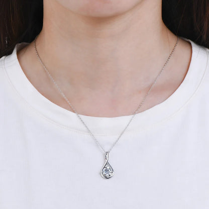 18K Gold Plated Solitaire Round 8mm 2ct Moissanite Infinity Pendant Necklace 925 Sterling Silver Women Teardrop D Color Diamond