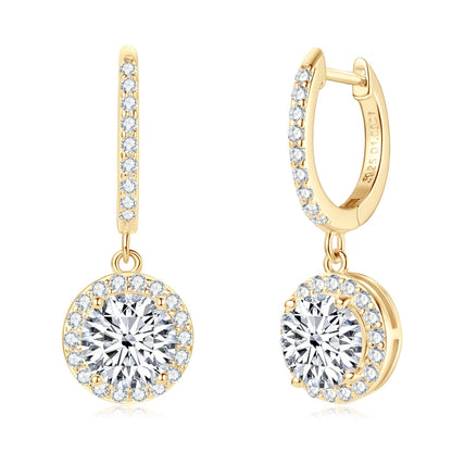 Anziw 3.0CT D Moissanite Pendant Hoop Earrings 925 Sterling Silver Drop Earring 2.0ct 1 carat Sparkling Jewelry For Women Dangle