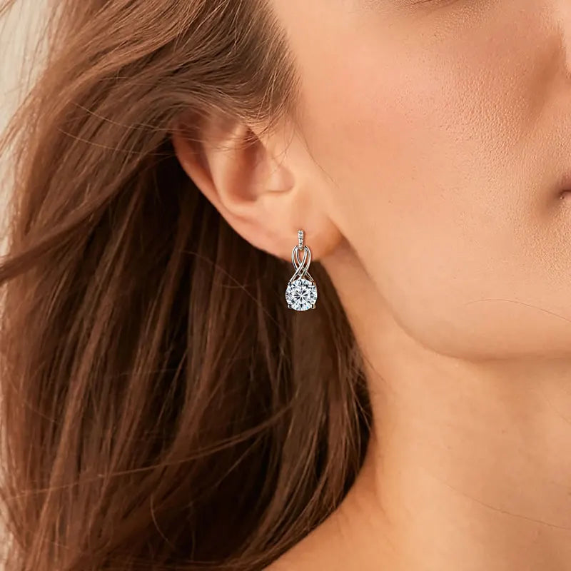 Anziw Real 925 Silver 4CTTW D VVS1 Moissanite Drop Earrings for Women Infinite Studs Earring GRA Certified Wedding Jewelry Gifts