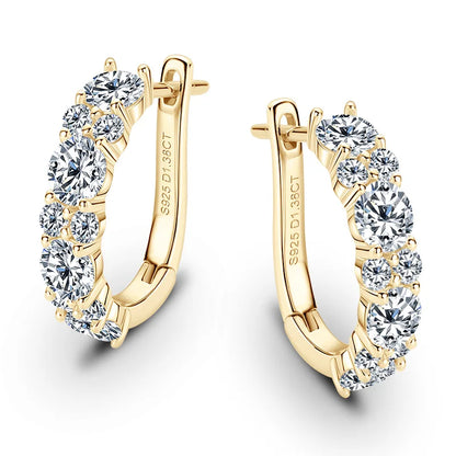 Anziw Sparking VVS1 Moissanite Earrings S925 Silver U Shape Hoop Earrings for Women Hot Sale Wedding Jewelry Certified 2.76CTTW.