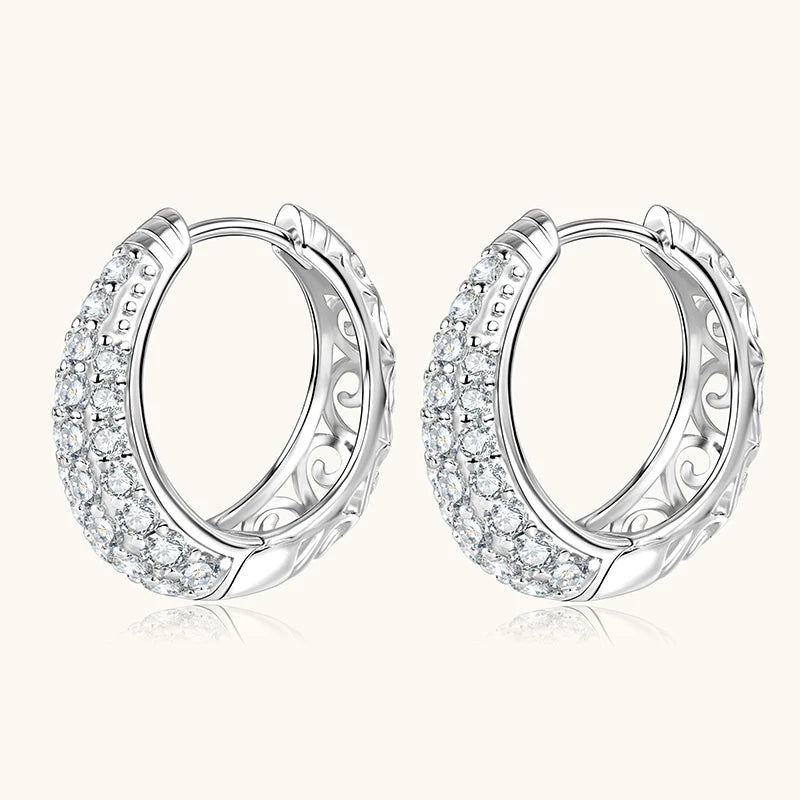 Anziw Original 925 Silver Sterling Hoops Luxury Earrings Jewelry 1.5CTTW.  D Round Moissanite Earrings for Women Wedding Party