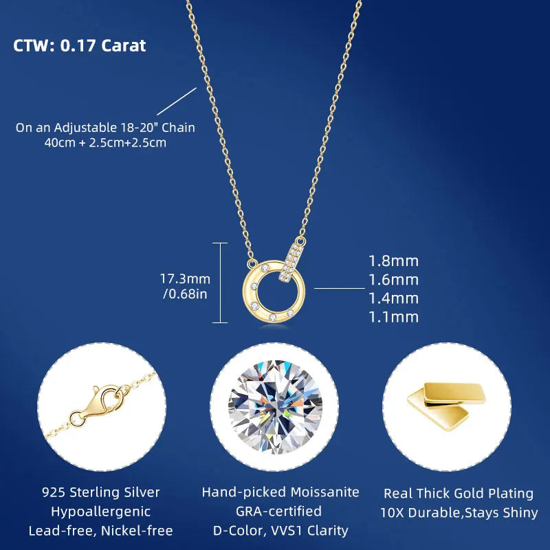 Anziw Mobius Moissanite Double-Ring Pendant Necklaces For Women Silver 925 Adjustable Chain Circle Necklace 2025 New Jewel Gift