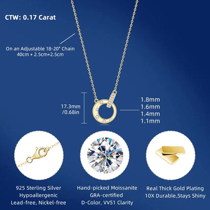 Anziw Mobius Moissanite Double-Ring Pendant Necklaces For Women Silver 925 Adjustable Chain Circle Necklace 2025 New Jewel Gift
