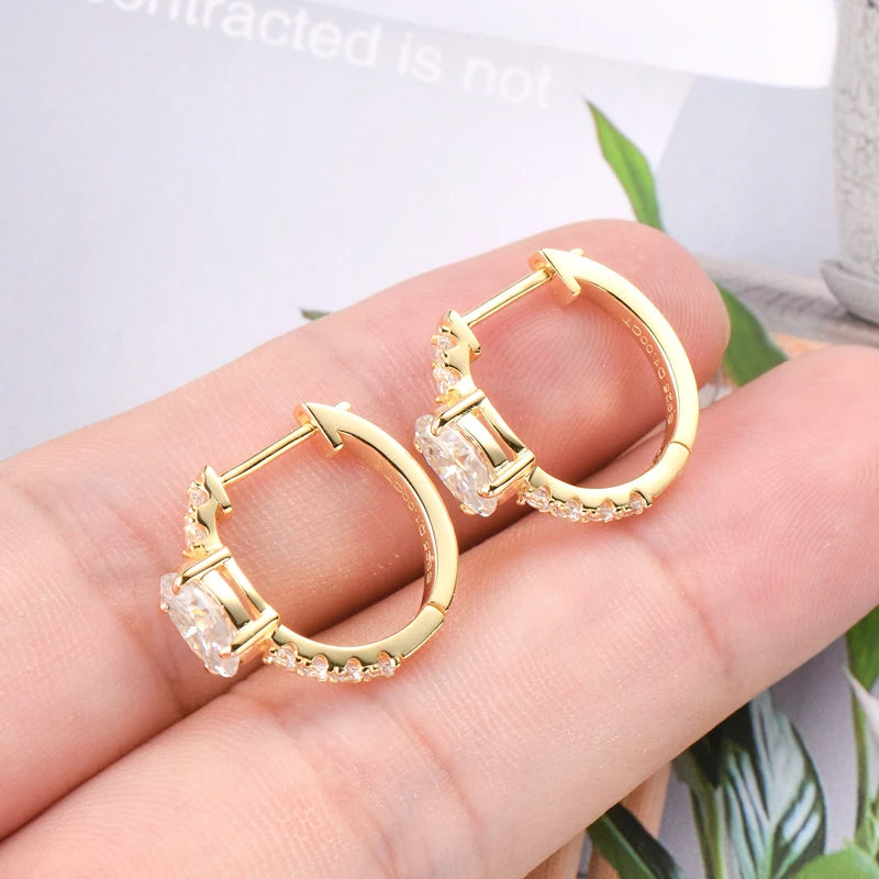 4.0cttw Oval Cut D Moissanite Jewelry Set Real 925 Silver Pendant Necklace and Luxury Hoop Earrings Sets for Women Trendy Gift