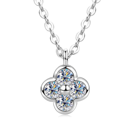 Anziw 3mm Certified Moissanite Clover Flower Pendants 14k Gold Filled Necklace for Women Adjustable Necklaces Charm Jewelry Gift