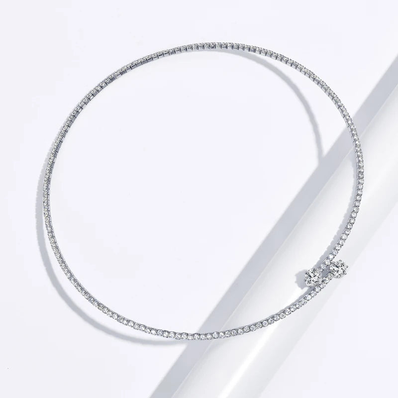 Anziw D1.60CT Heart Cut Moissanite Collar Open Tennis Necklace 925 Sterling Silver Choker for Women Fine Jewelry & Certificate