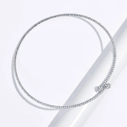 Anziw D1.60CT Heart Cut Moissanite Collar Open Tennis Necklace 925 Sterling Silver Choker for Women Fine Jewelry & Certificate