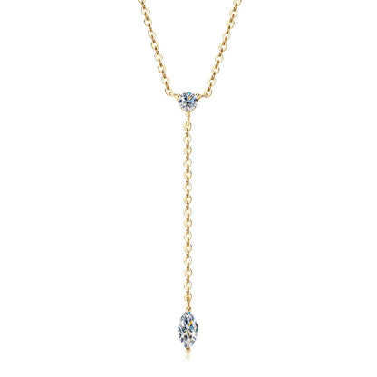 Anziw 3mm D Color Moissanite Y Shape Long Pendant Necklace for Women Adjustable Chain 100% 925 Silver Jewelry Trendy 2025 Gifts
