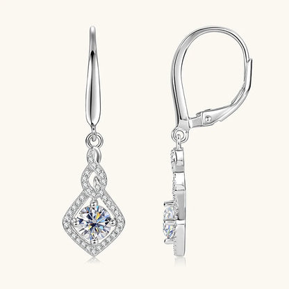 Anziw 0.5CT 5mm D Moissanite Drop Hoop Earrings for Women 925 Silver Flame Design Pendant Wedding Engagement Earrings 2025 New