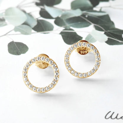 Minimalist 925 Sterling Silver Halo Circle Earrings 1.3mm Round Moissanite Earrings Studs for Women Fine Jewelry 2024 New Trend