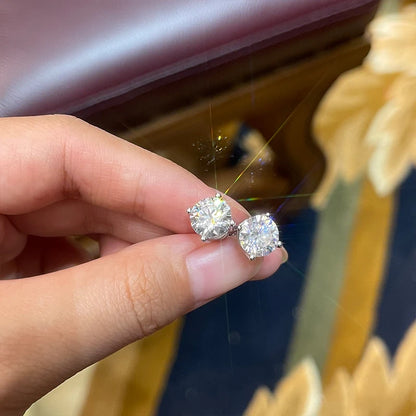 Real 4mm/5mm/6.5mm/8mm D Color Moissanite Stud Earrings for Women Men Solid 925 Sterling Silver 2023 Trend Fine Jewelry Gifts