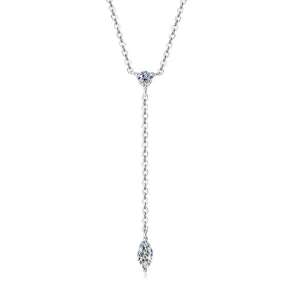 Anziw 3mm D Color Moissanite Y Shape Long Pendant Necklace for Women Adjustable Chain 100% 925 Silver Jewelry Trendy 2025 Gifts