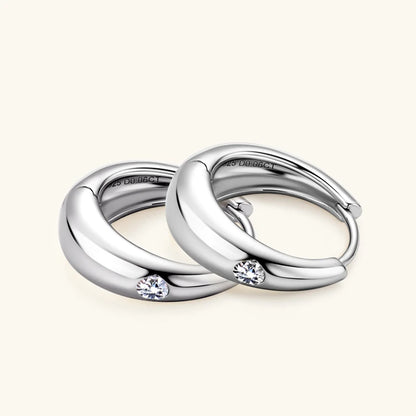 Anziw Chunky Hoops 2.5mm D Color Moissanite Thick Huggie Earring Gold Plated 925 Silver Piercing Earrings for Women Jewelry Gift