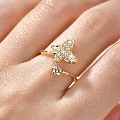 Anziw 14K Gold Filled Exquisite Butterfly Open Rings Micro Inlay Cubic Zirconia Ring for Women Wedding Party 2026 Tendy Jewelry
