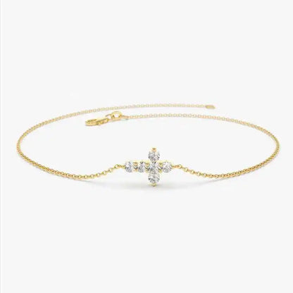 Anziw 925 Sterling Silver Cross Bracelet Certified 2.5mm D Color Moissanite Bracelet for Women Men Jewelry Adjustable Chain Gift