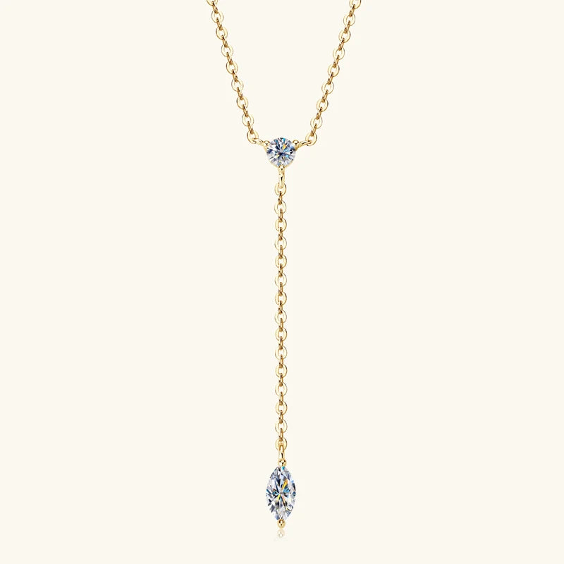 Anziw 3mm D Color Moissanite Y Shape Long Pendant Necklace for Women Adjustable Chain 100% 925 Silver Jewelry Trendy 2025 Gifts
