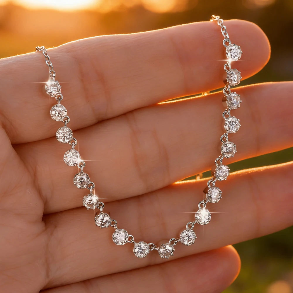 Anziw 14k Gold Filled 3mm D Moissanite Bubble-Style Pendant Necklace for Women