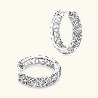Anziw 2025 New Pave D Moissanite Hoop Huggies Earrings 925 Silver for Women S925 Trendy Fine Jewelry Certified lab Diamond Gift