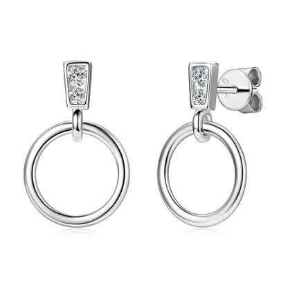 Anziw 925 Sterling Silver Circle Dangle Drop Earrings for Women Moissanite Stud Earrings Minimalist Wedding Party Jewelry 2024