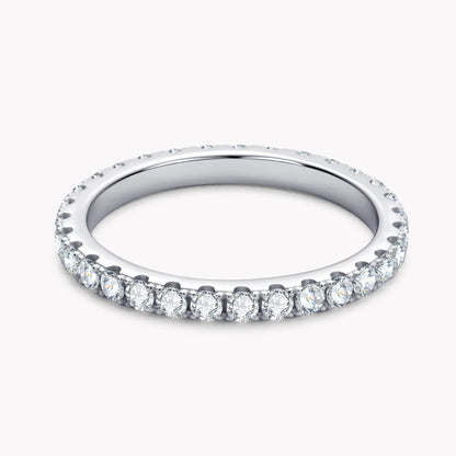 Anziw Classic Stackable Rings 925 Sterling Silver 2mm D Moissanite Eternity Band Wedding Engagement Ring for Women Fine Jewelry
