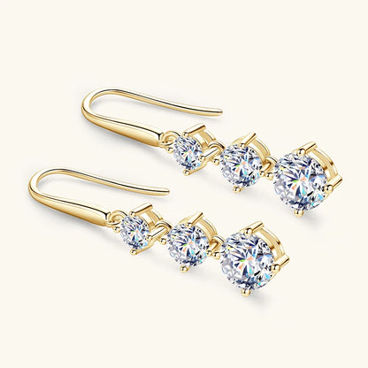 Anziw 3.60CTTW. D VVS1 Moissanite Drop Hook Earrings for Women 925 Silver Sparking Lad Diamond Dangle Earrings Wedding Jewelry