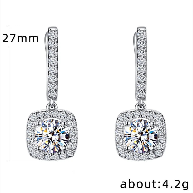 Women's Silver Earrings 2023 Trendy VVS1 Moissanite Hoop Earrings Drop Halo Earrings 925 Sterling Silver Certified Girls Jewelry