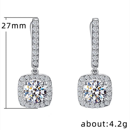 Women's Silver Earrings 2023 Trendy VVS1 Moissanite Hoop Earrings Drop Halo Earrings 925 Sterling Silver Certified Girls Jewelry