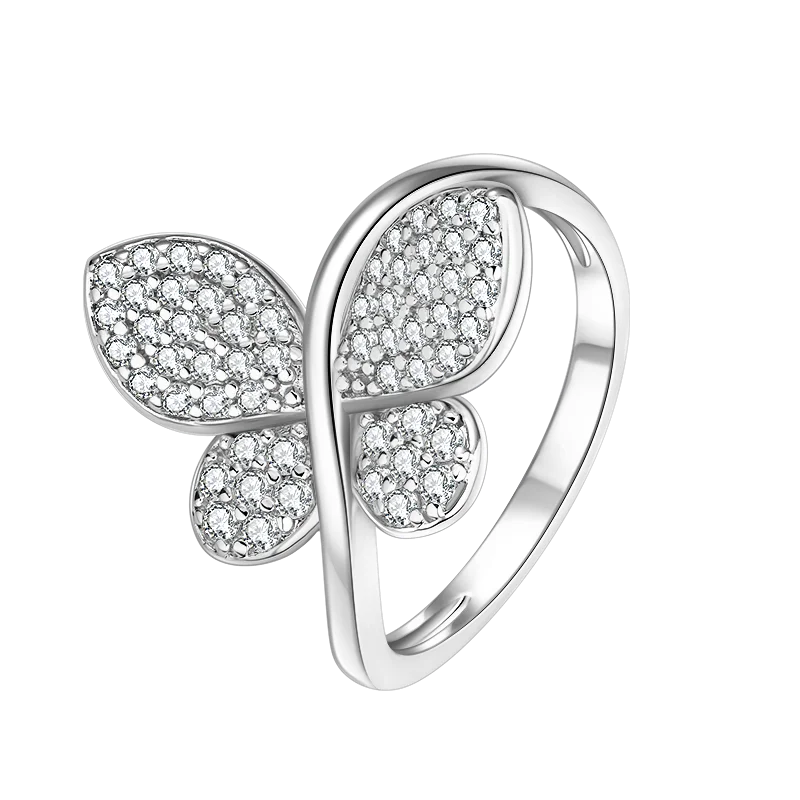 Anziw 2026 New Tendy Cubic Zirconia For Women Butterfly Engagement Ring 14K Gold Filled Ring Birthday Valentine Jewelry Gifts