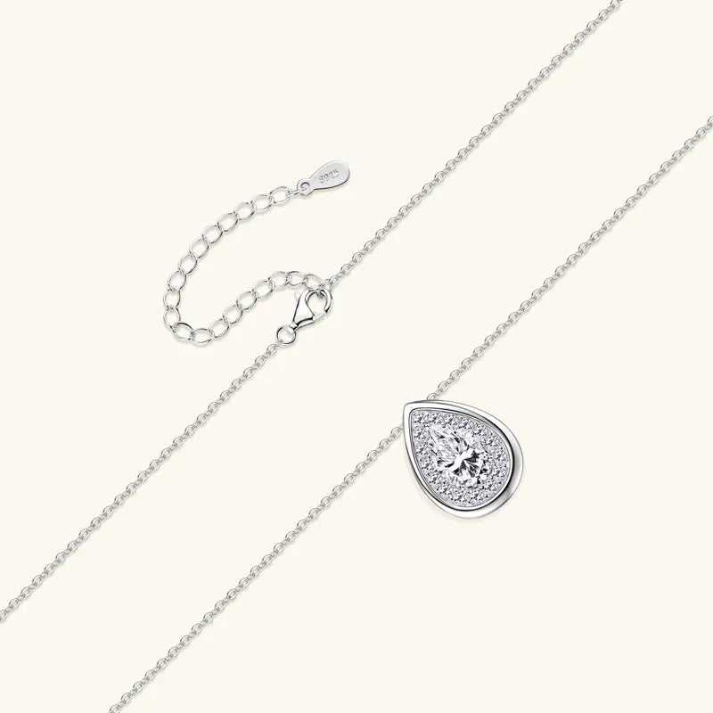 2025 2CT 1.5CT 1CT Pear Cut D Moissanite Waterdrop Pendant Necklace for Women 925 Silver Adjustable Chain Certified Fine Jewelry