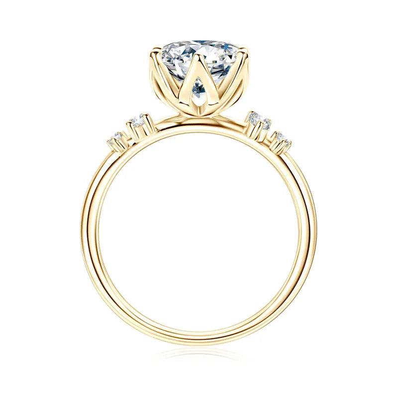 Anziw 8mm 2.0ct D Moissanite Ring for Women 18k Gold Plated 925 Sliver Engagement Wedding Rings Finger Promise Jewelry 2025 New