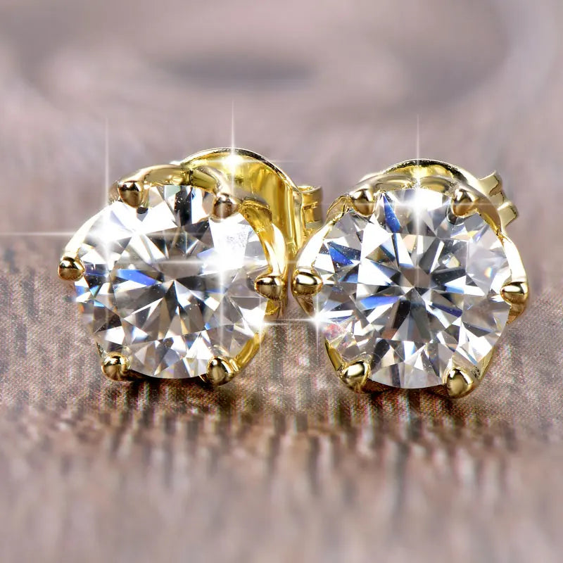 Anziw 0.5ct 1ct D VVS1 GRA Certified Lab Diamond Round Moissanite Stud Earring for Women Gold Filled Wedding Party Jewelry Gifts